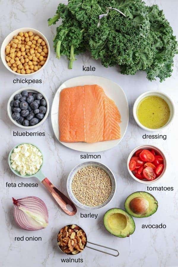 kale and barley salmon salad bowl ingredients
