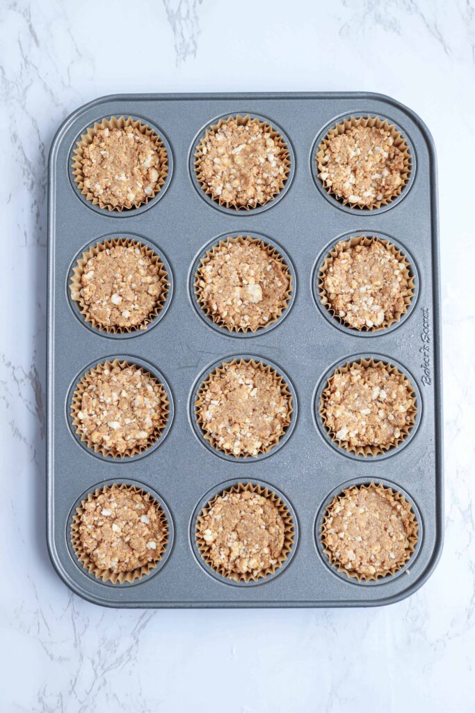 rice almond butter cups in a mini muffin tin