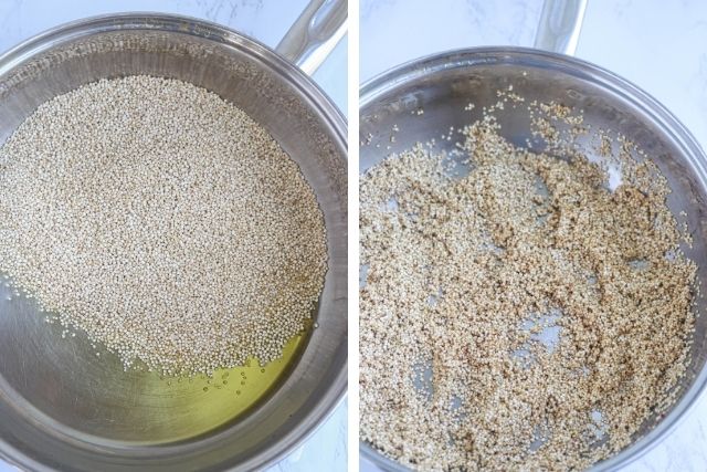 making mexican stuffed peppers with quinoa in two steps.