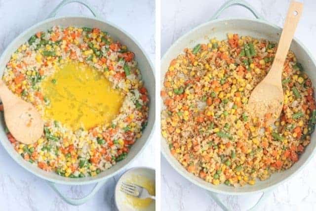 steps for making cauliflower fried rice.