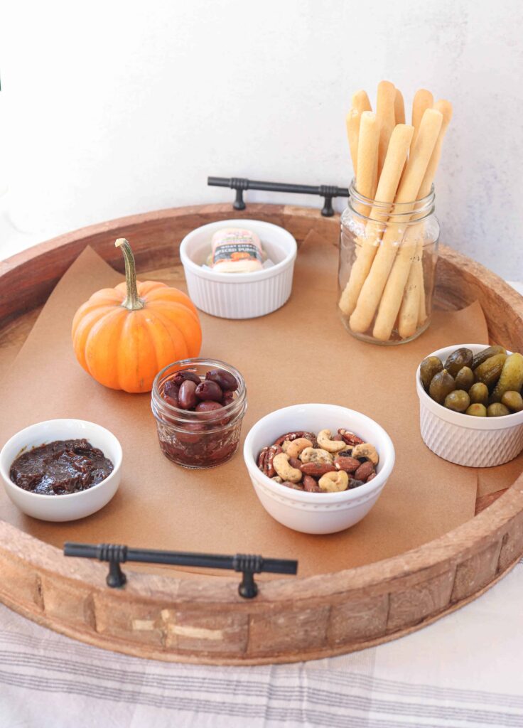 steps for making a fall charcuterie board.