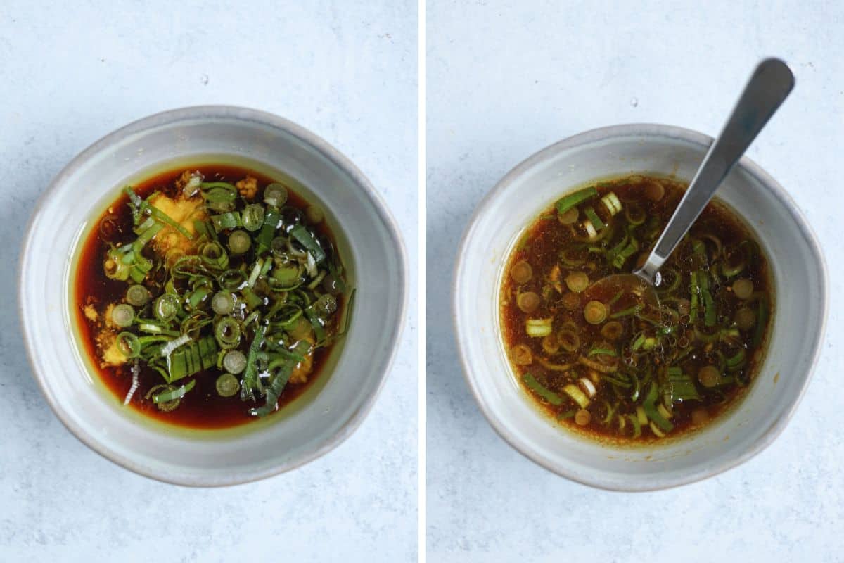 making soy based poke sauce in two steps.