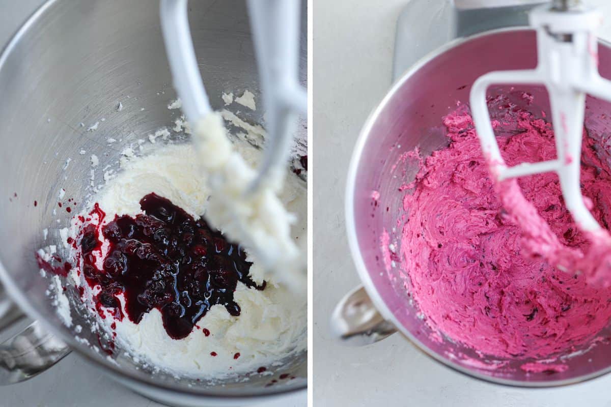 making blueberry cookie dough in the kitchenaid.