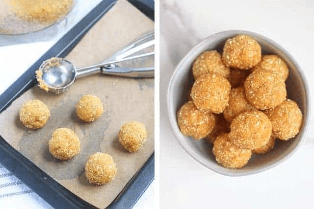 making apricot bliss balls in two steps.