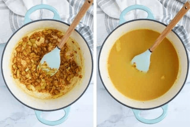 steps for making pumpkin cauliflower soup. 