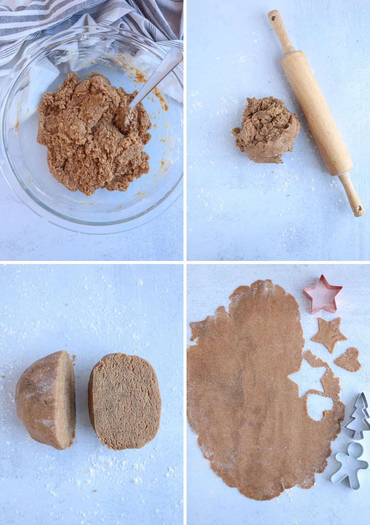 four steps of making Polish gingerbread cookies.