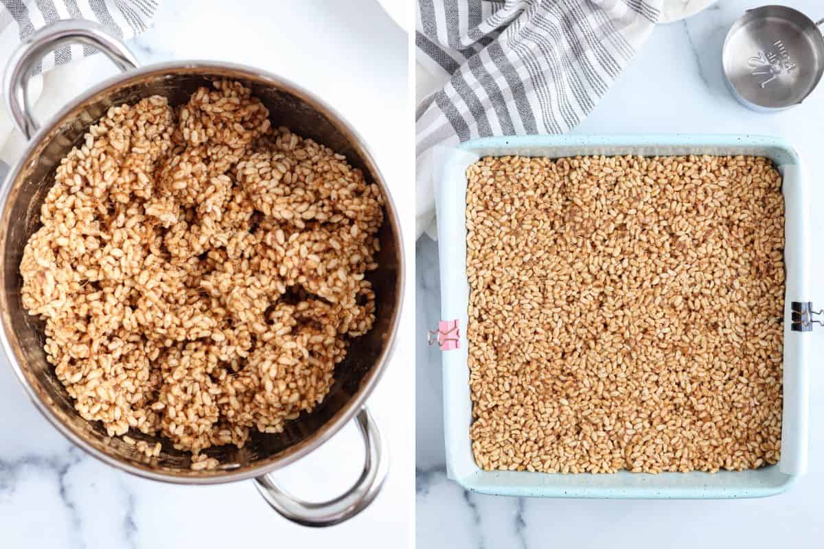 making healthy rice krispie treats in two steps. 