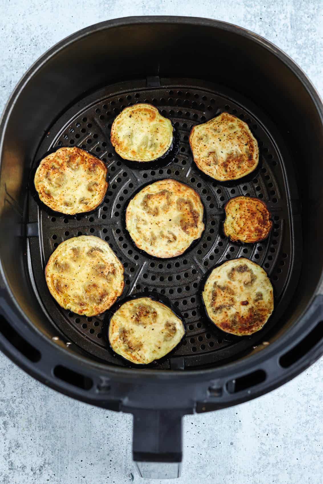 roasted eggplant slices in the air fryer.