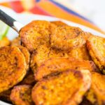 roasted sweet potato slices.