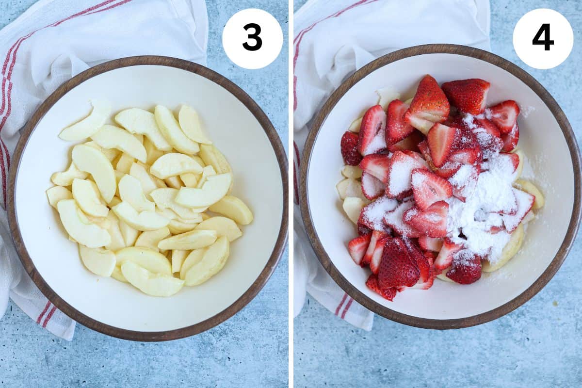 steps for making apple strawberry crisp.
