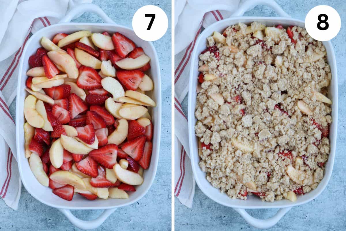 steps for making apple strawberry crisp.