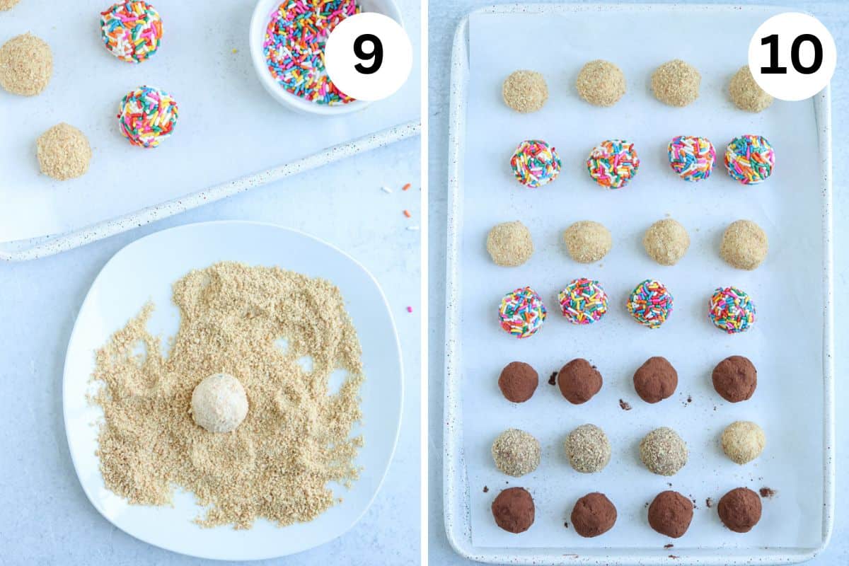 steps for making cheesecake balls.