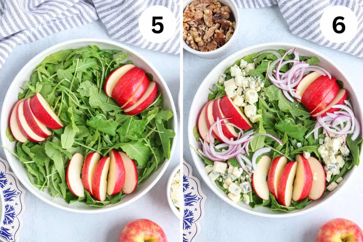 steps for making apple gorgoznola salad.