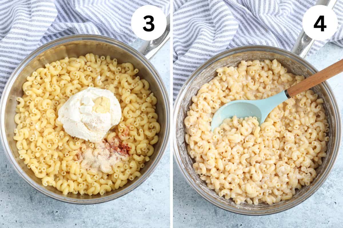 steps for making ricotta mac and cheese.