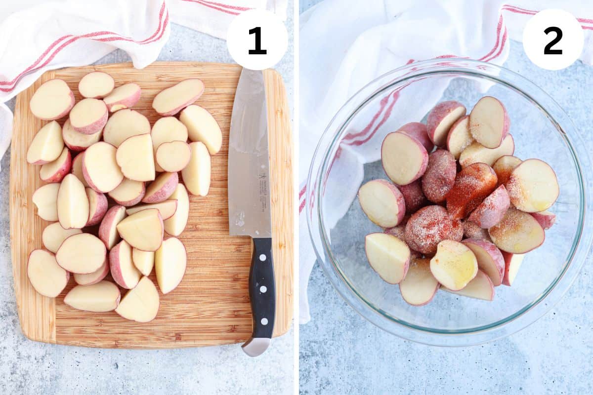steps for making red potatoes in the air fryer.