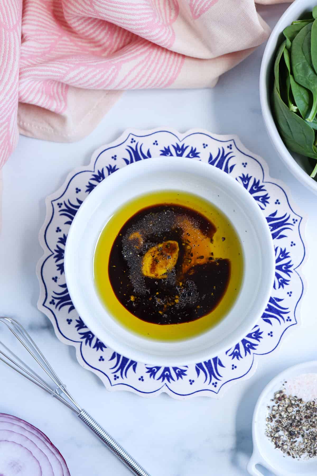 making balsamic salad dressing.