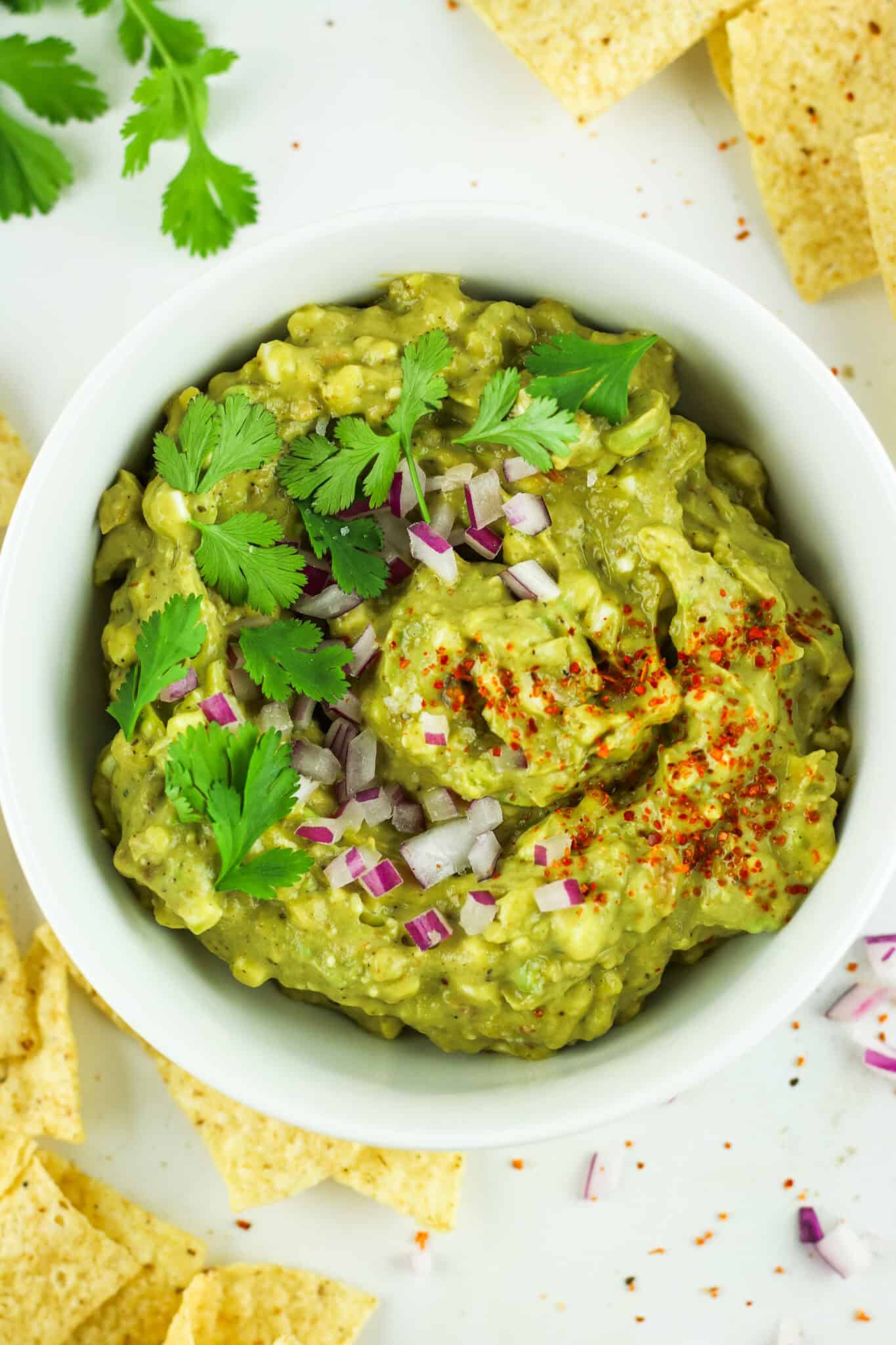cottage cheese guacamole in a bowl.