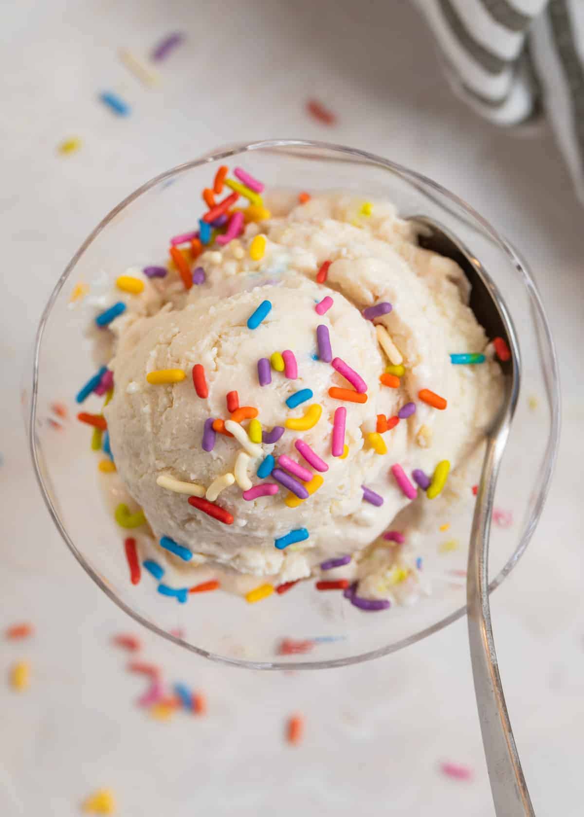 cottage cheese ice cream with sprinkles.
