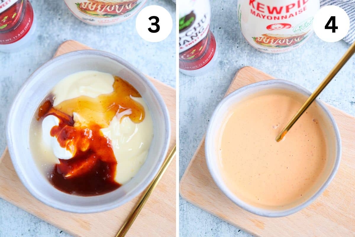 making gochujang aioli in 2 steps.