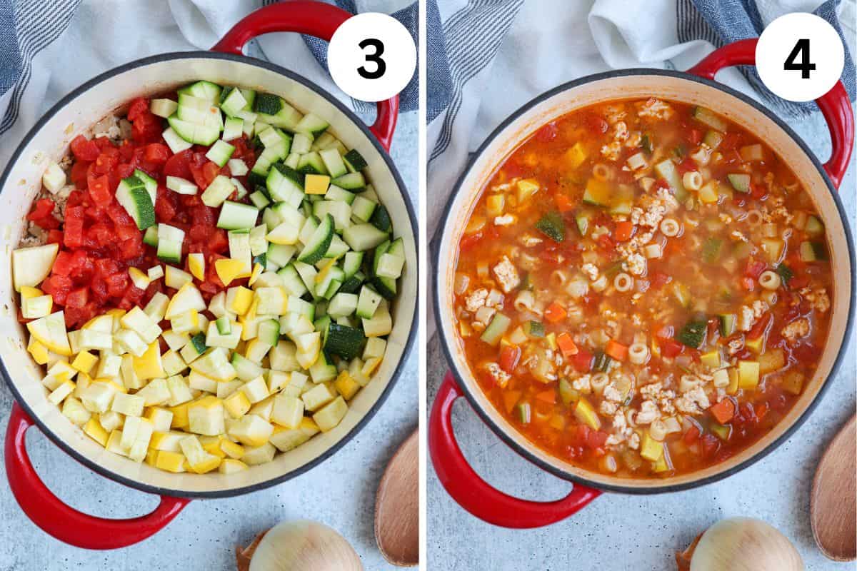 steps for making ground chicken soup.