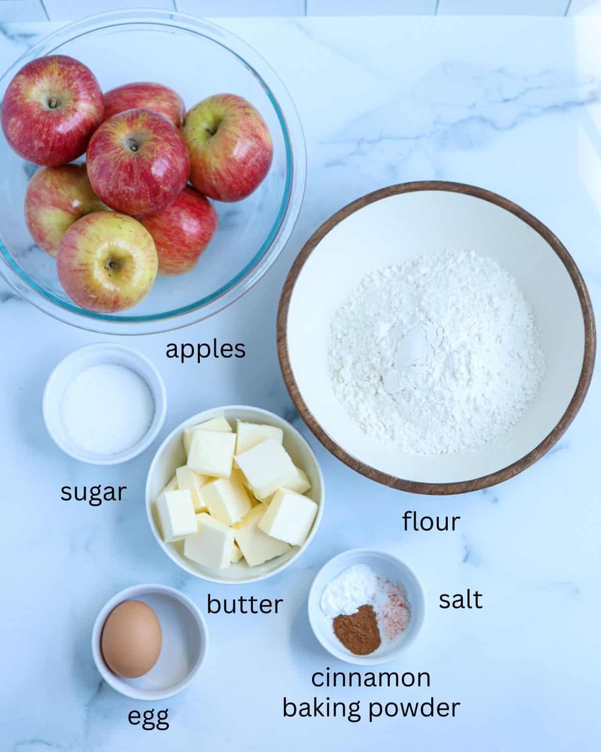 ingredients for making Polish apple cake.