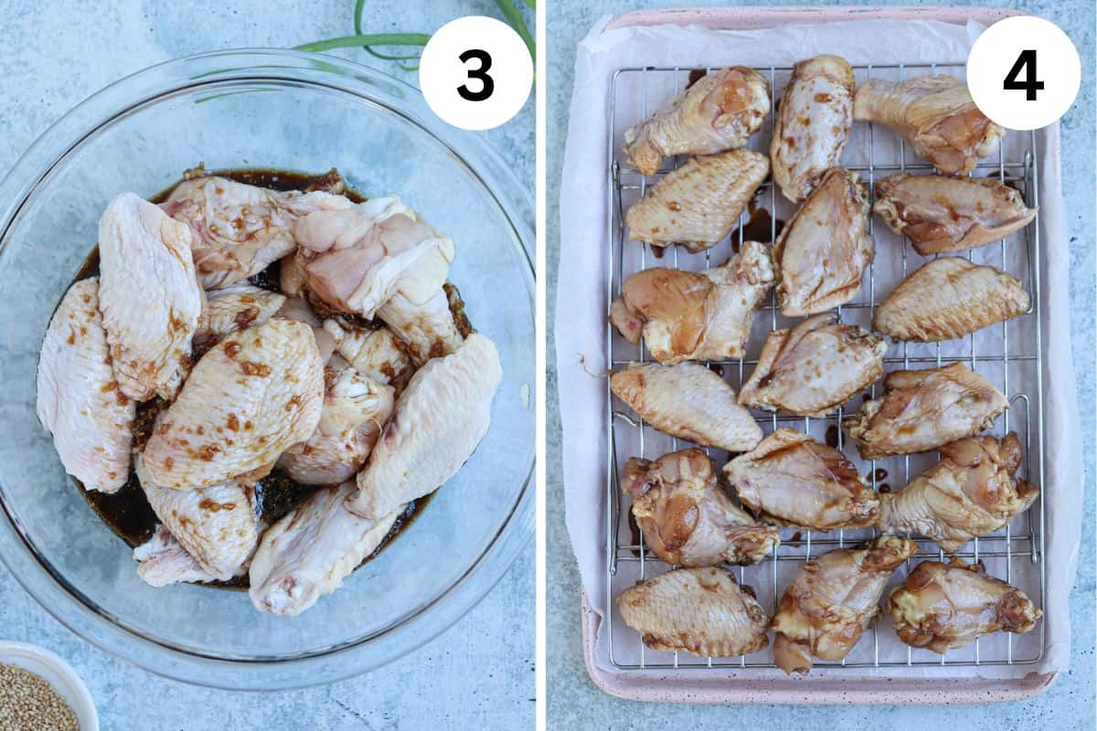 steps for making soy garlic chicken wings.