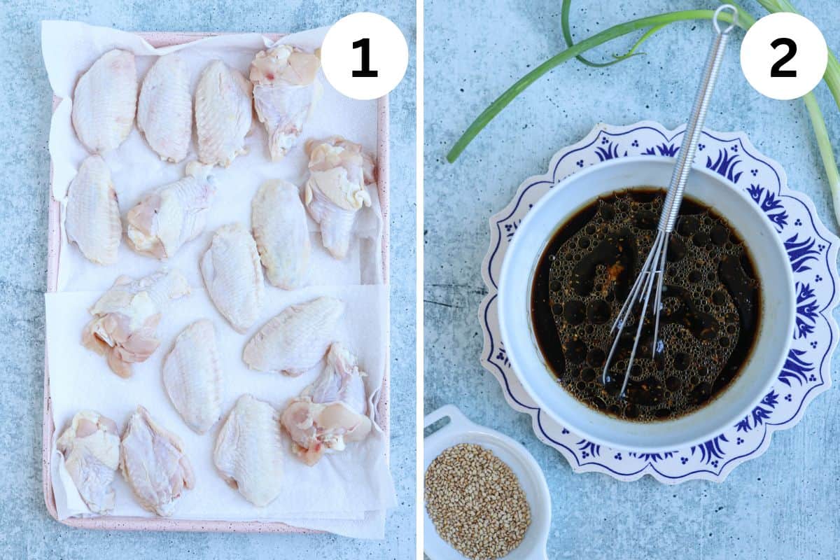 steps for making soy garlic chicken wings.