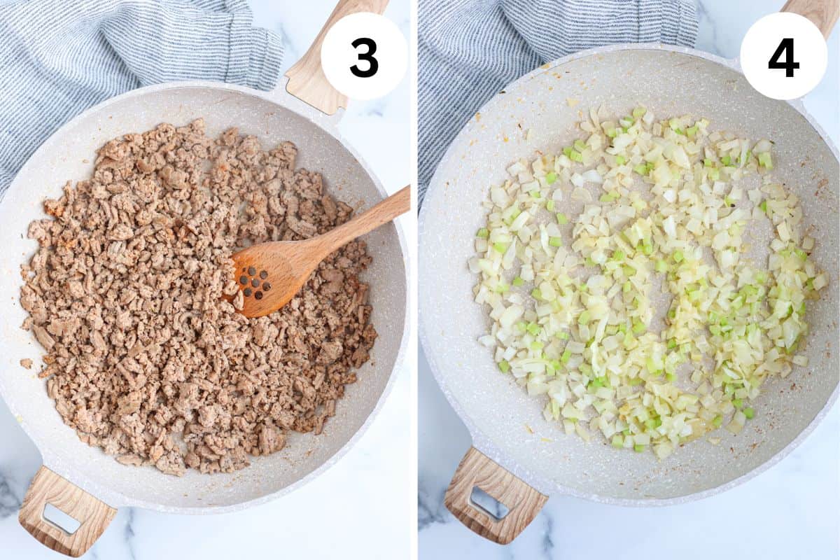 steps for making ground turkey shepherd's pie.
