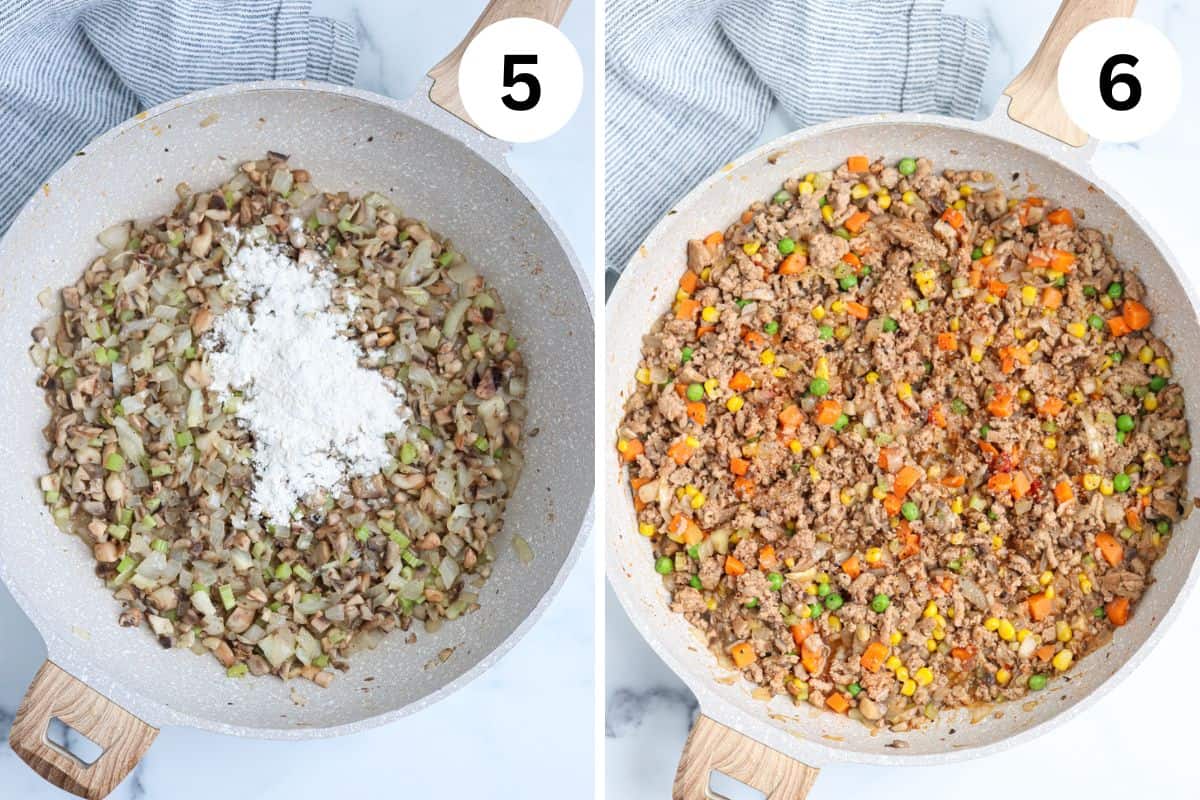 steps for making ground turkey shepherd's pie.